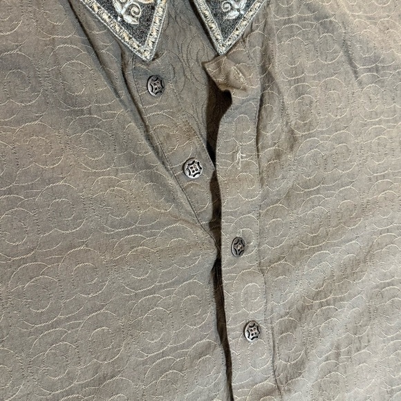 Junaid Jamshed Mens Kameez Large Green Pakistani Indian Kurti Size L Bead Accent - Picture 4 of 8